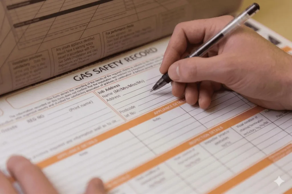 Filling in a landlord gas safety record